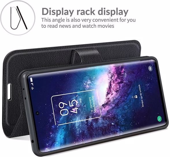 Produktbild MU Classic Litchi Leder Bookcover Series (TCL 20 Pro 5G)