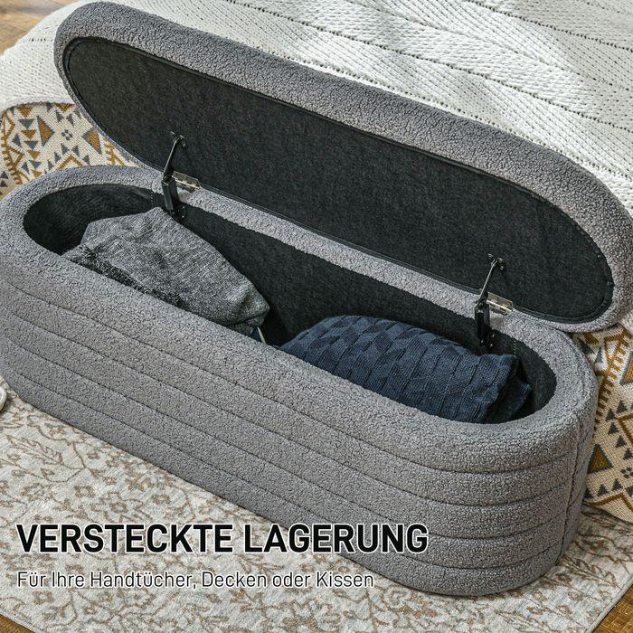 Image du produit Swisshandel24 Banc de lit de chambre, espace de rangement, pieds en bois, polaire, jusqu'à 120kg, 116x41x40.5cm (41 cm)
