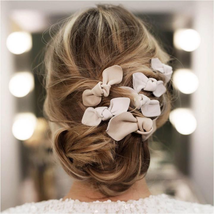 Actual product image Corinne World - Leather Bow Small On Hair Clip White