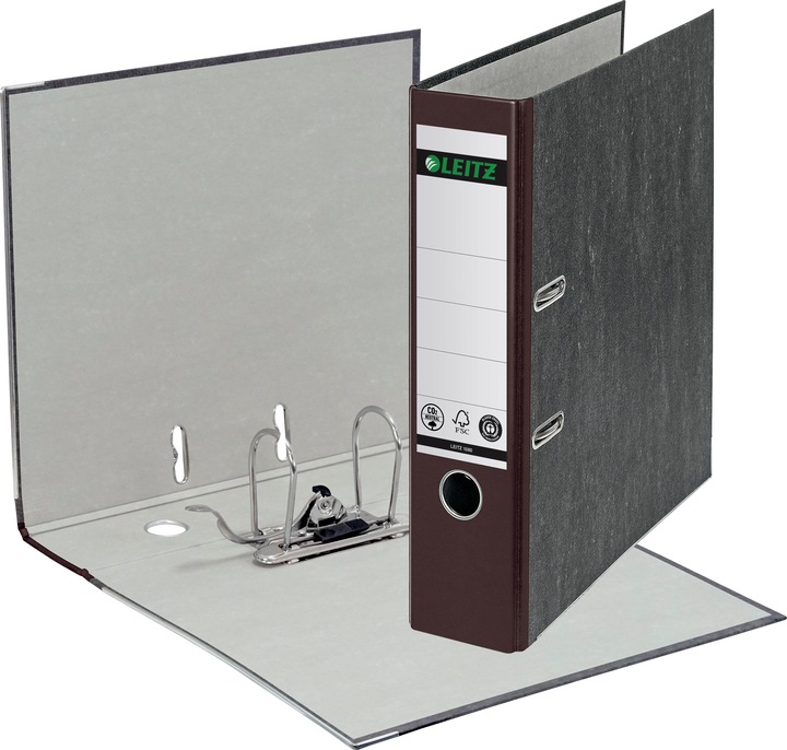 Actual product image Leitz Cloud marble folder, 180 degree, DIN A4, 80 mm, brown colored spine, cardboard cover, outside (A4, 80 mm, 1 x)