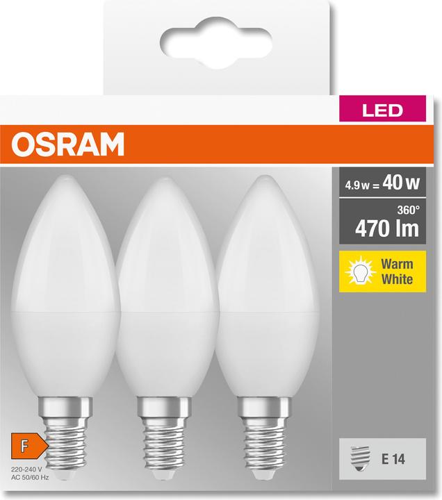 Actual product image Osram LED Base (E14, 5.70 W, 470 lm, 3 x, F)