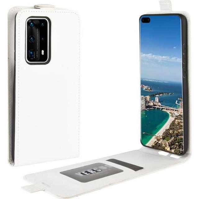 Thumbnail - MU Classic Leder Flipcase Hülle (Huawei P40 Pro), Smartphone Hülle, Weiss