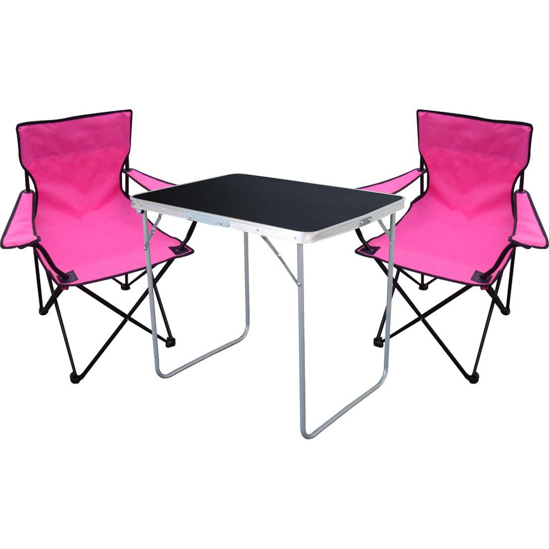 Mojawo, Gartentisch + Balkontisch, 3tlg Camping Set Gartenmöbel Campingtisch + 2x Campingstuhl Klappstuhl (80 cm)