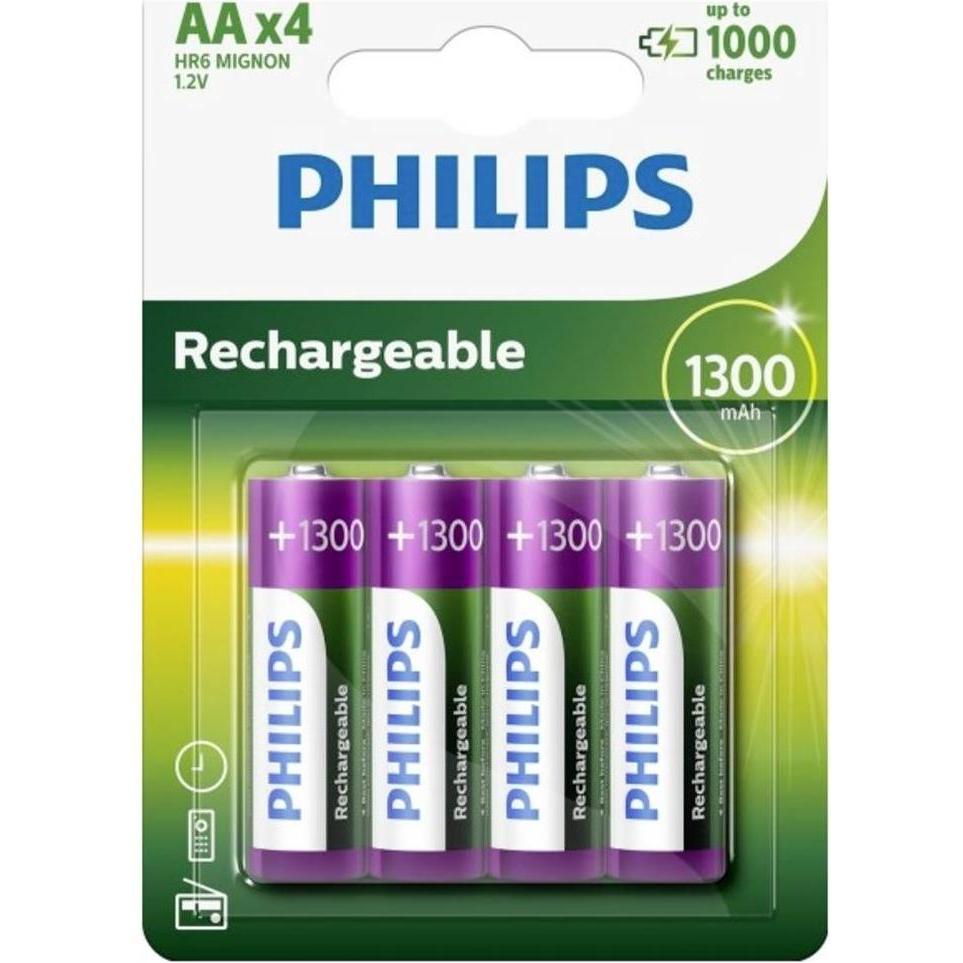 Thumbnail - Philips Akku Rechargeable (4 Stk., AA, 1300 mAh), Batterien + Akkus