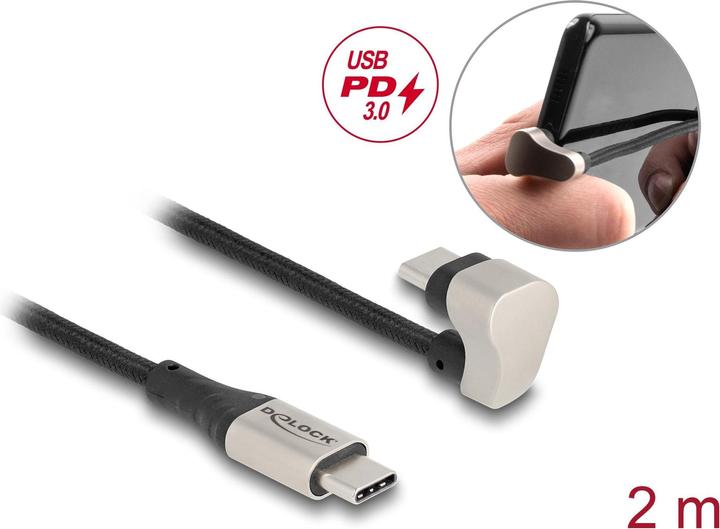Actual product image Delock USB 2.0 cable USB Type-C plug to plug 180° gewi (2 m, USB 2.0, 60 W)