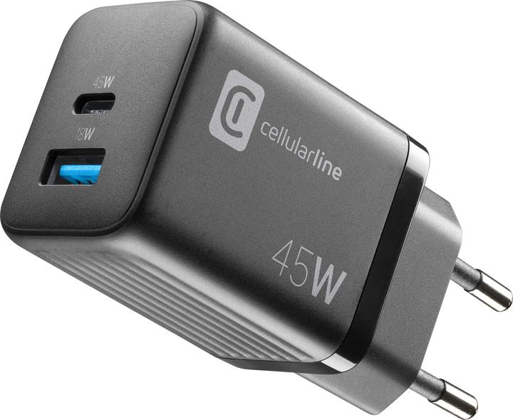 Cellularline Reiselader 45W Multipower 1 x USB C und 1 x USB A ACHUSBGAN2PD45WK (45 W)