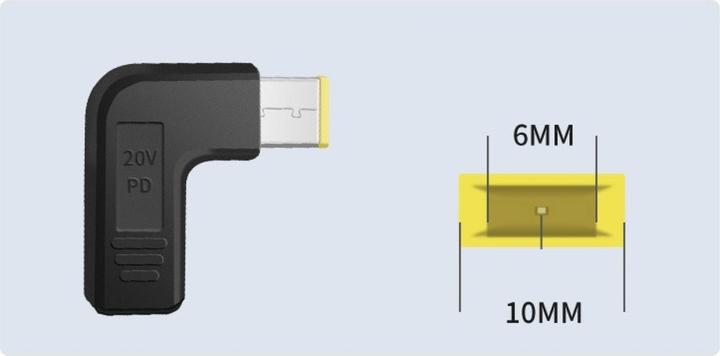 Actual product image PowerGuard USB-C to Lenovo Square Notebook PD Charger Adapter 65W 20V (10.5 x 4.2mm) (65 W)