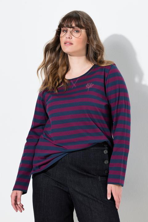 Produktbild Ulla Popken Shirt, Ringel, Rundhals, Langarm (54)