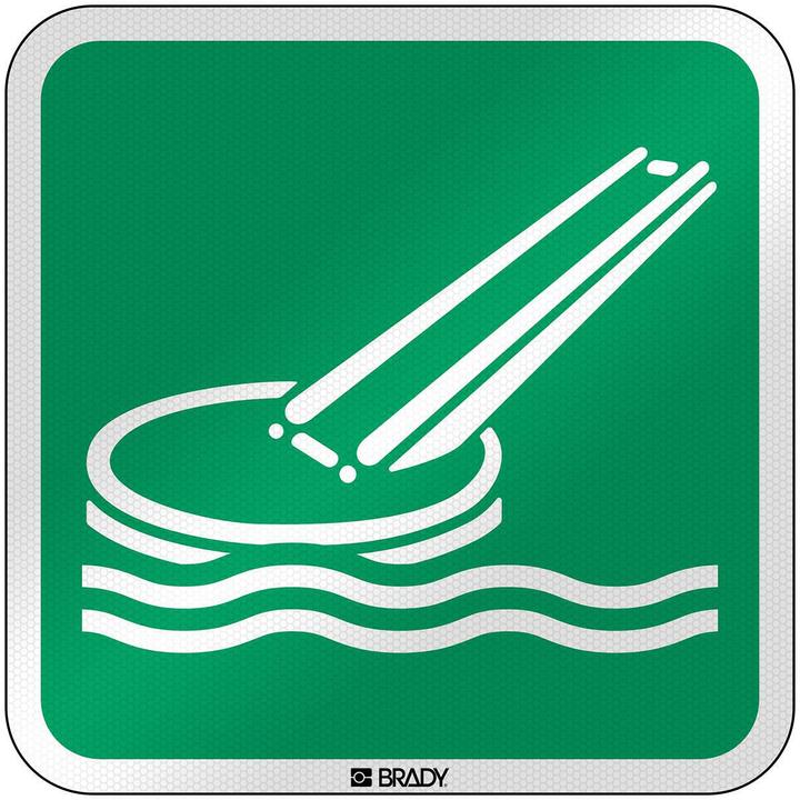 Actual product image Brady E/E054/NT/RFL-390x390-1, ISO safety sign - Evacuation slide for seafaring, Lamin