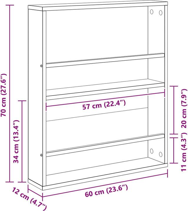 Actual product image vidaXL Magazinregal (60 x 12 x 70 cm)