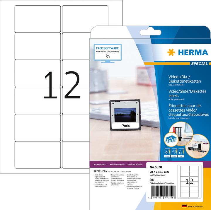 Produktbild HERMA Video Etiketten A4