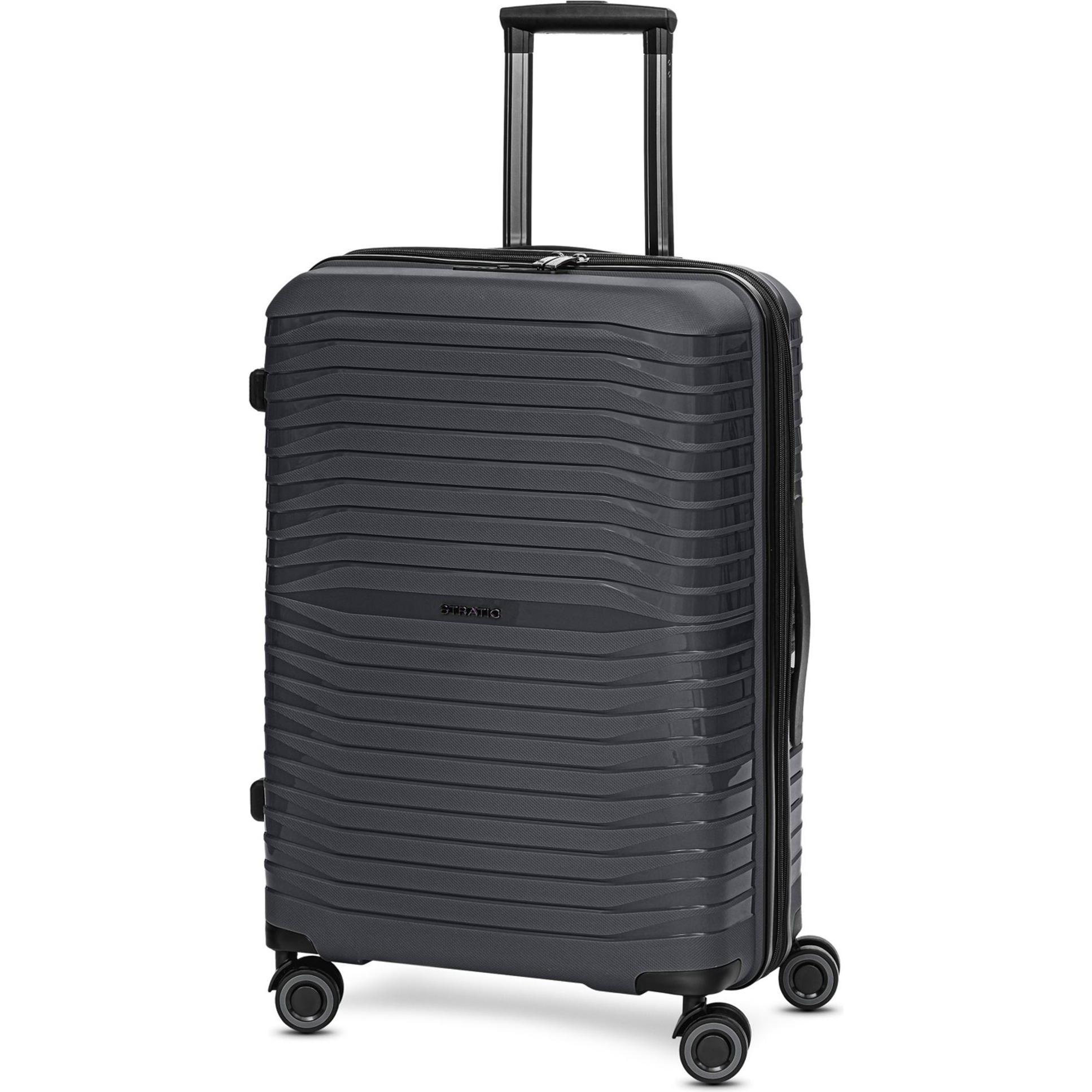 Stratic, Koffer, Shine 4 Rollen Kofferset 3-teilig, Schwarz, (193 l, XL (ab 115l))