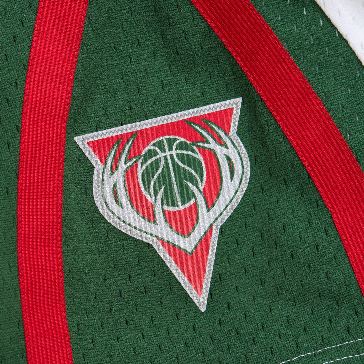 Thumbnail - Mitchell & Ness, Herren, Shorts, M&N NBA Swingman Shorts Milwaukee Bucks 2013-14 - S, Weiss, (S)