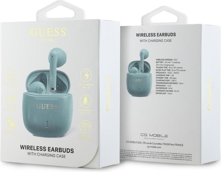 Produktbild Guess Bluetooth headphones GUTWSJ14ESGQ TWS + docking station turquoise/turquoise Printed Classic Lo (5 h)