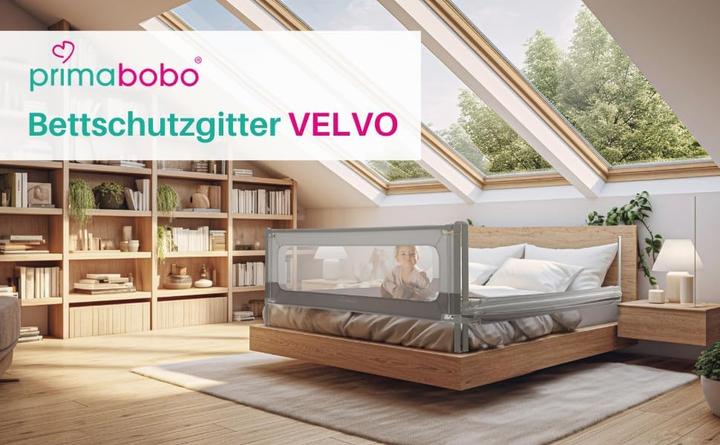 Produktbild Primabobo Klappbares Bettschutzgitter Velvo, höhenverstellbar (200 cm)