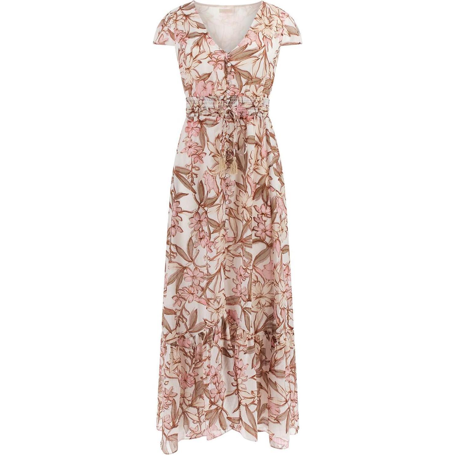 Guess, Damen, Kleider, maxikleid mit v-ausschnitt, damen destiny, Beige, (XS)