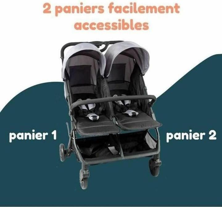 Actual product image Bambisol Double Side-by-Side Twin Stroller from Birth with Compact Fold