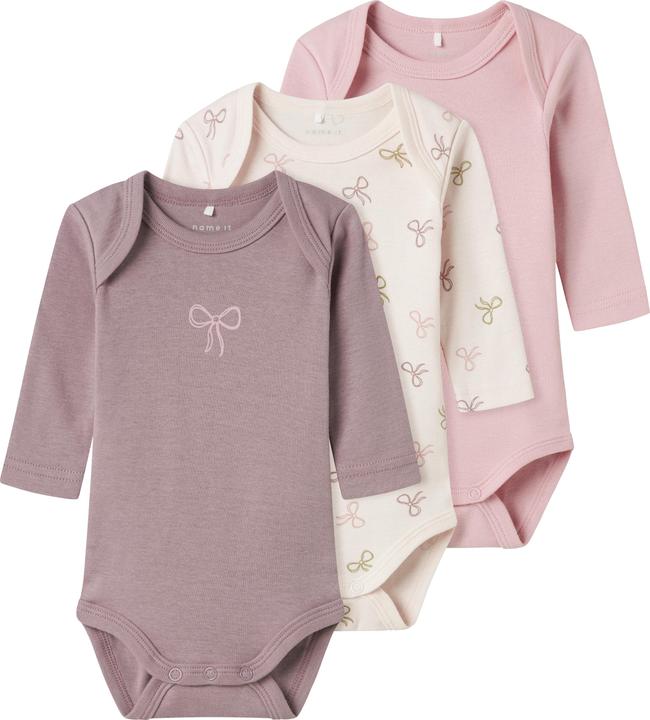 Produktbild Name it Nbfbody 3p Ls Barely Pink Bow Noos (50)
