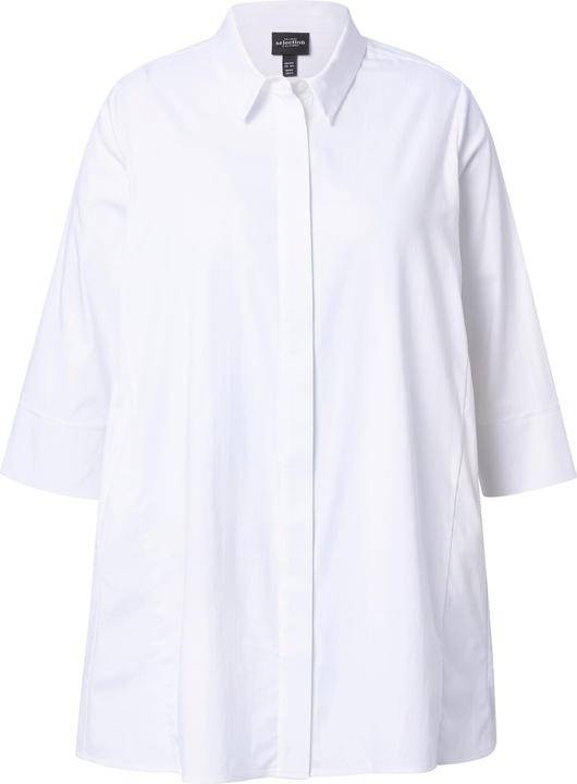 Actual product image Ulla Popken Swing Hem Button Front Stretch Cotton Blend Shirt (46, 48)