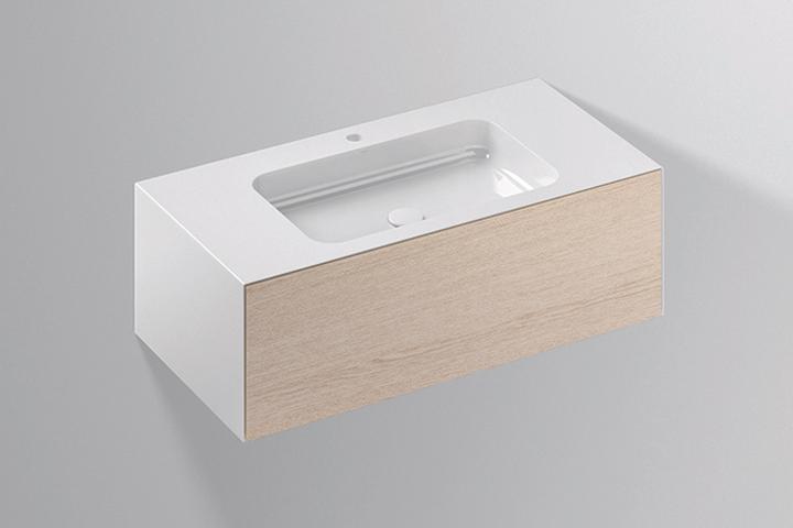 Actual product image Alape WP.Folio3 washbasin, 1004x350x500mm, vanity unit 1 full extension, washbasin with tap hole, 51