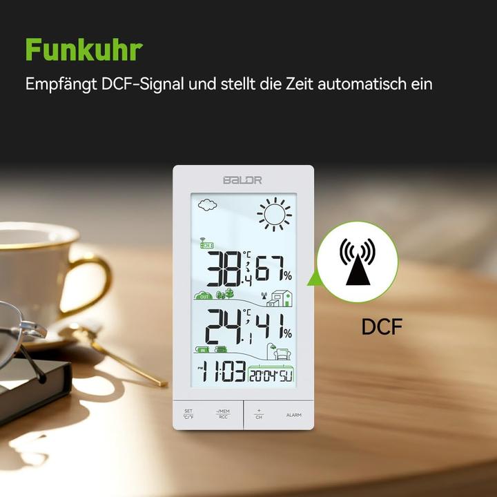 Actual product image Baldr Wetterstation E0559 mit Funkuhr und Aussensensor