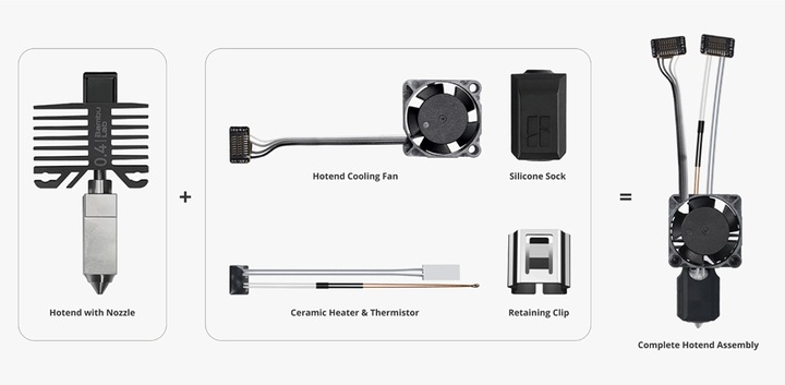 Actual product image Bambu Lab P1 Hotend - hardened steel nozzle 0.4mm (Hotend)