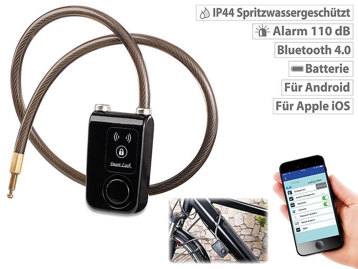Actual product image Semptec App-controlled cable lock, Bluetooth, alarm for bike, door and more.