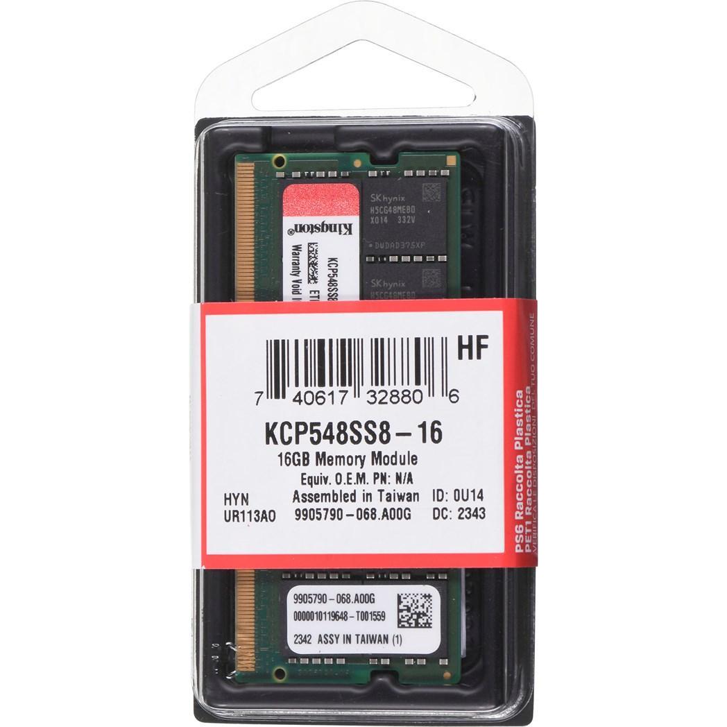 Thumbnail - Kingston Technology KCP548SS8-16 Speichermodul 16 GB 1 x 16 GB DDR5 4800 MHz (1 x 16GB, 4800 MHz, DDR5-RAM, SO-DIMM), RA...
