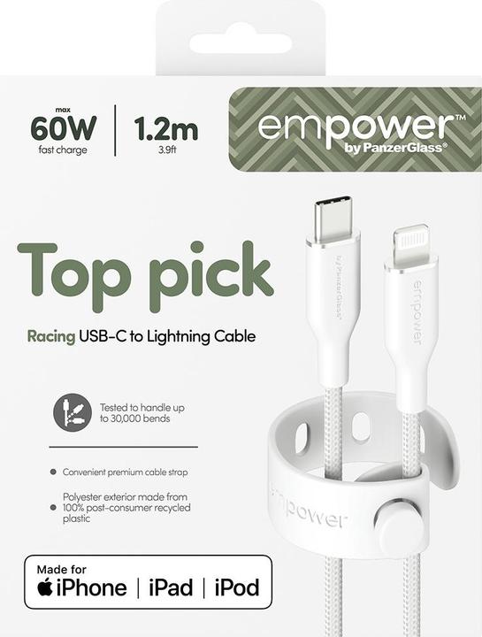 Produktbild PanzerGlass Racing USB-C to Lightning (1.20 m, USB 2.0, 60 W)