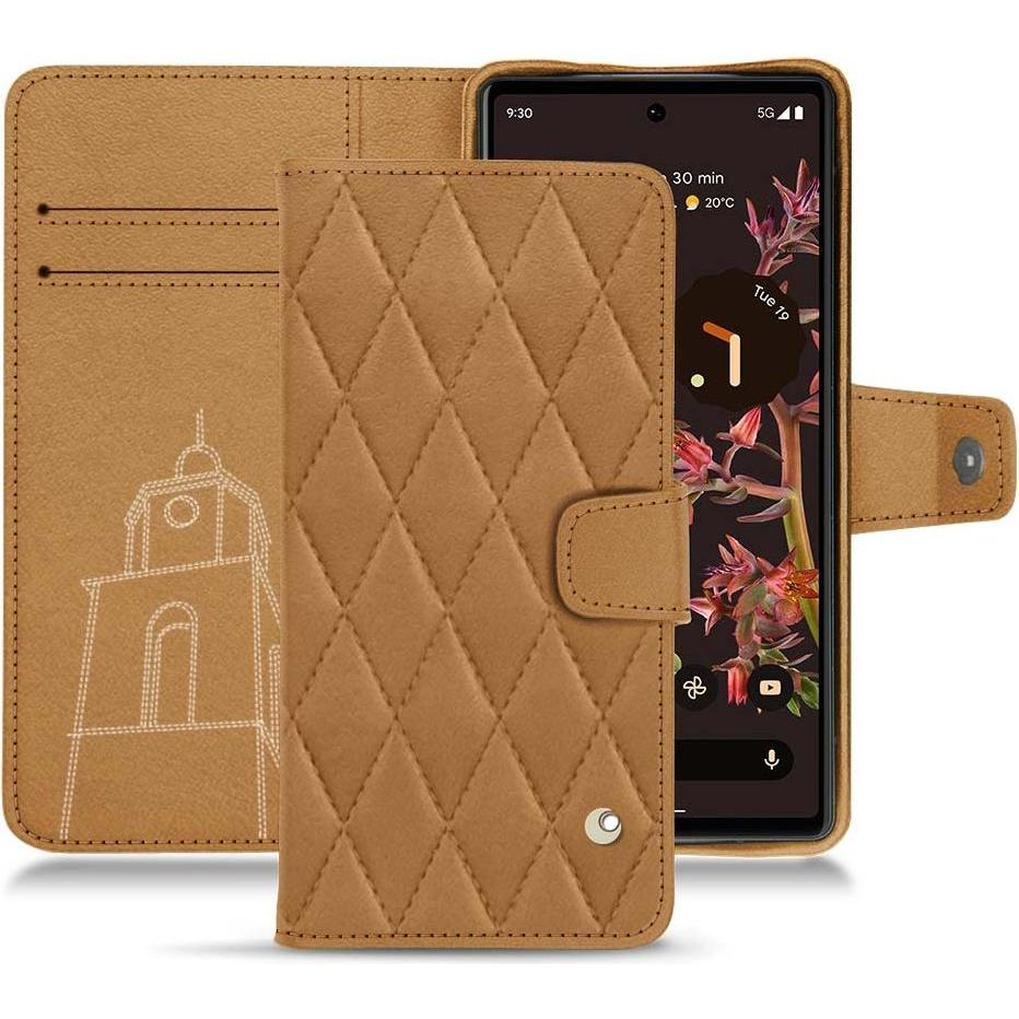 Noreve Lederschutzhülle Wallet (Google Pixel 6), Smartphone Hülle, Braun