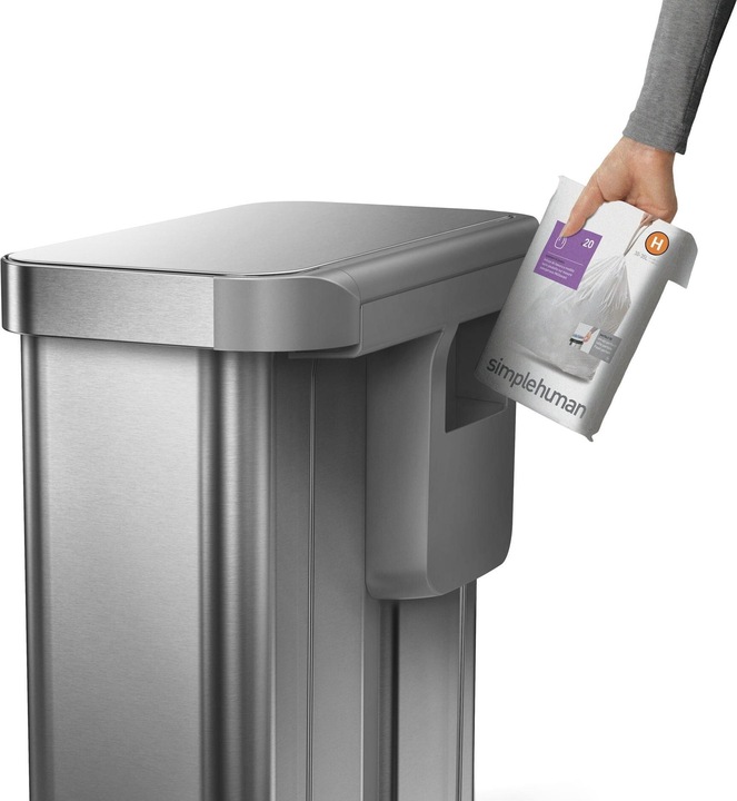 Produktbild Simplehuman Abfalleimer Doppelkammer 58 l, Silber gebürstet (58 l)