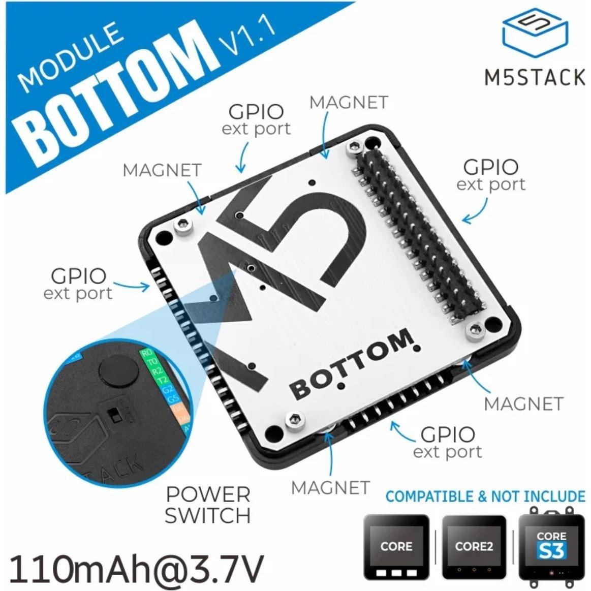 Thumbnail - M5Stack Batterie Bottom Base 110mAh V1.1, Entwicklungsboard Zubehör