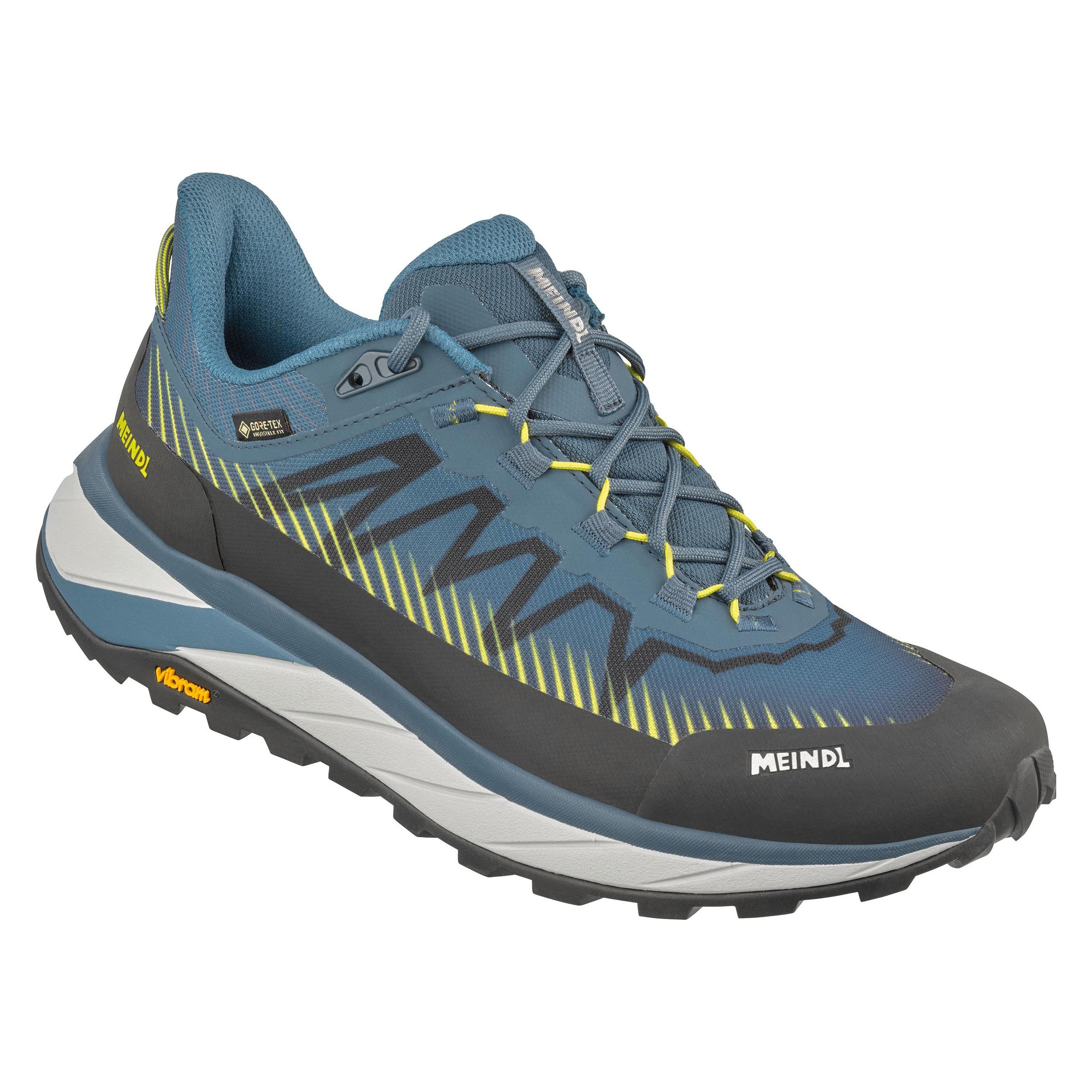Meindl, Herren, Wanderschuhe, Eldora Gore-Tex Herren-Sneaker (42), Blau, Gelb