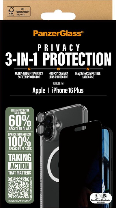 Actual product image PanzerGlass Privacy (1 Piece, Apple iPhone 16 Plus)