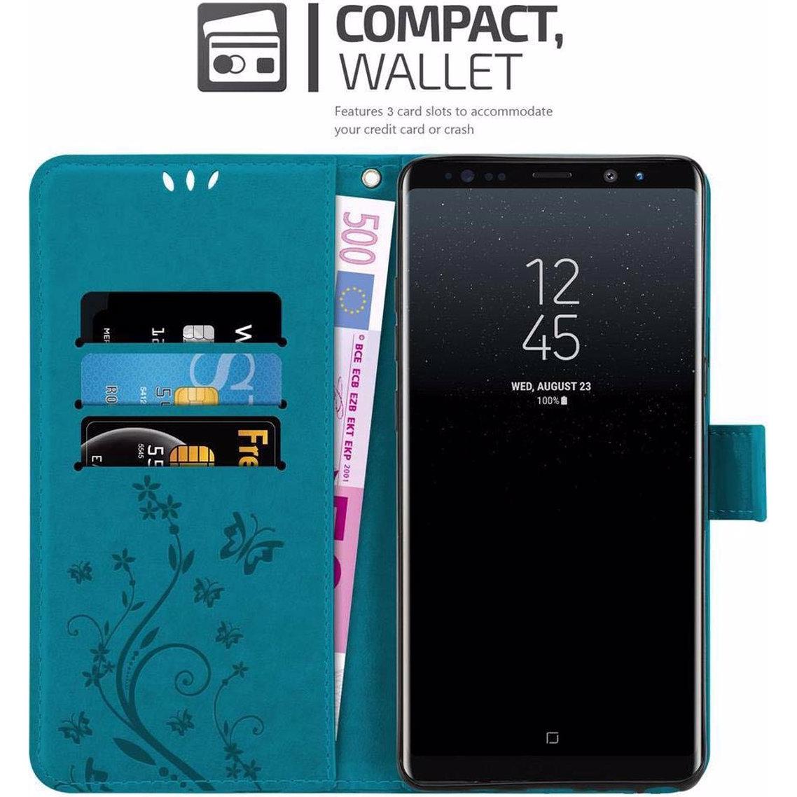 Thumbnail - Cadorabo Flower Book Cover (Samsung Galaxy Note 8), Smartphone Hülle, Blau