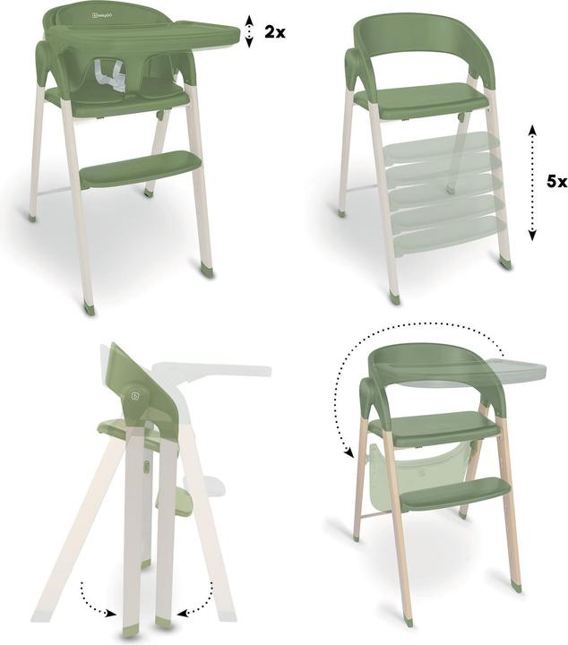 Actual product image BabyGo Levels Highchair khaki/white (Highchair)