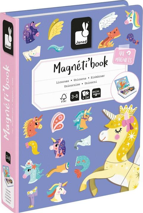 Janod Libro magnetico unicorno (Tedesco, Francese, Italiano, Inglese)