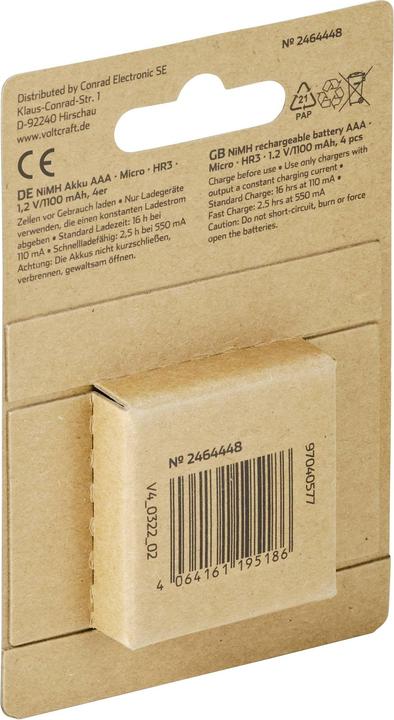 Image du produit Voltcraft HR03 SE Micro AAA (4 pcs, AAA, 1100 mAh)
