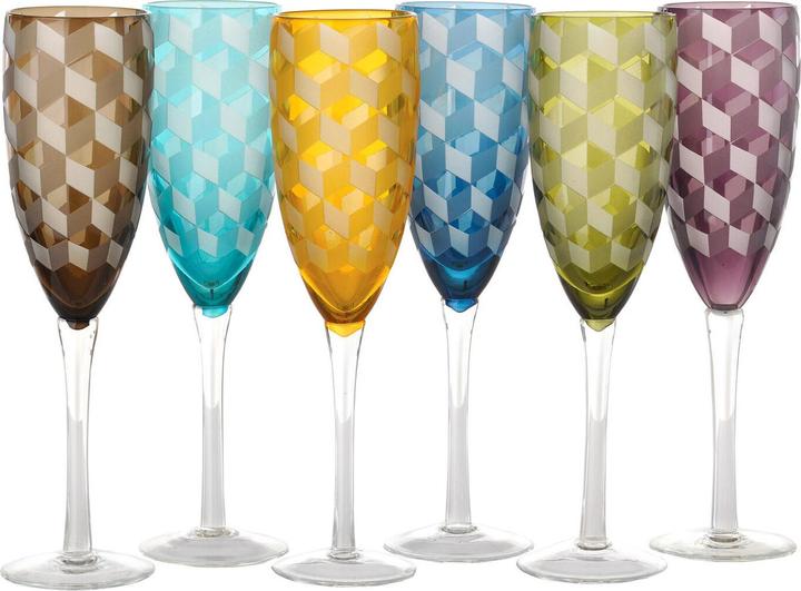 Pols Potten Set de verres à champagne design Blocks (6 pièces) (23 cl, 6 Verres, Flûtes à champagne)
