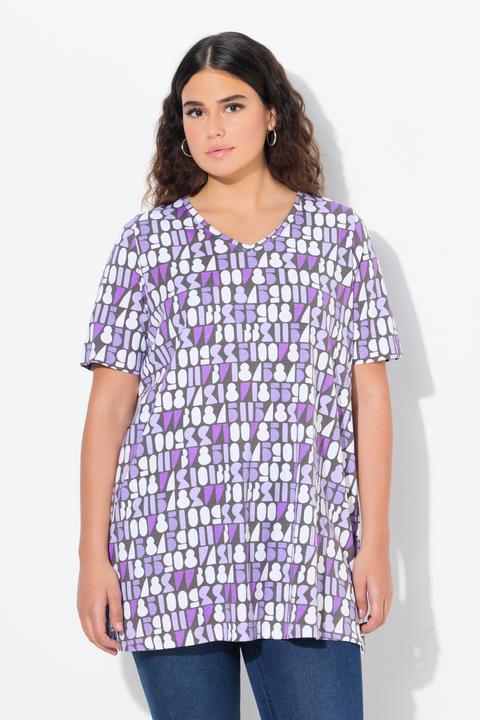 Produktbild Ulla Popken T-Shirt, Zahlen, A-Linie, V-Ausschnitt, Halbarm (42, 44)