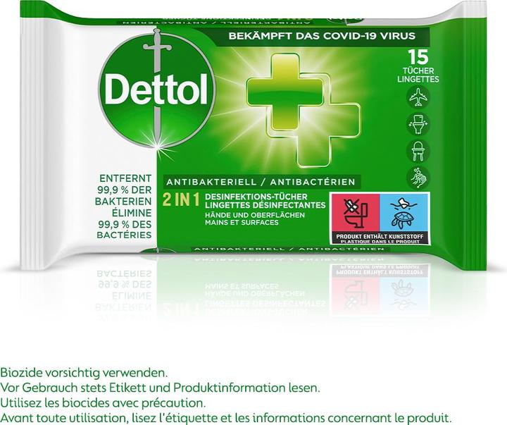 Image du produit Dettol Lingettes de désinfection 2en1