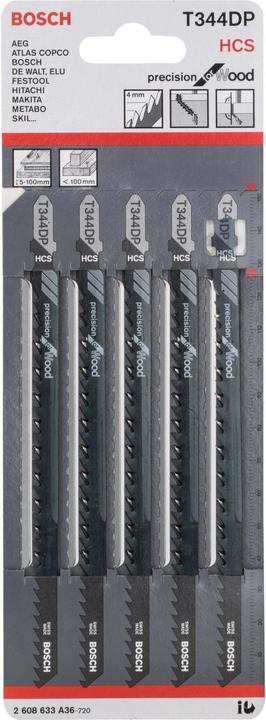 Actual product image Bosch Professional Zubehör PRO Wood precise T344DP Jigsaw blade, 152 mm, 5 pcs.