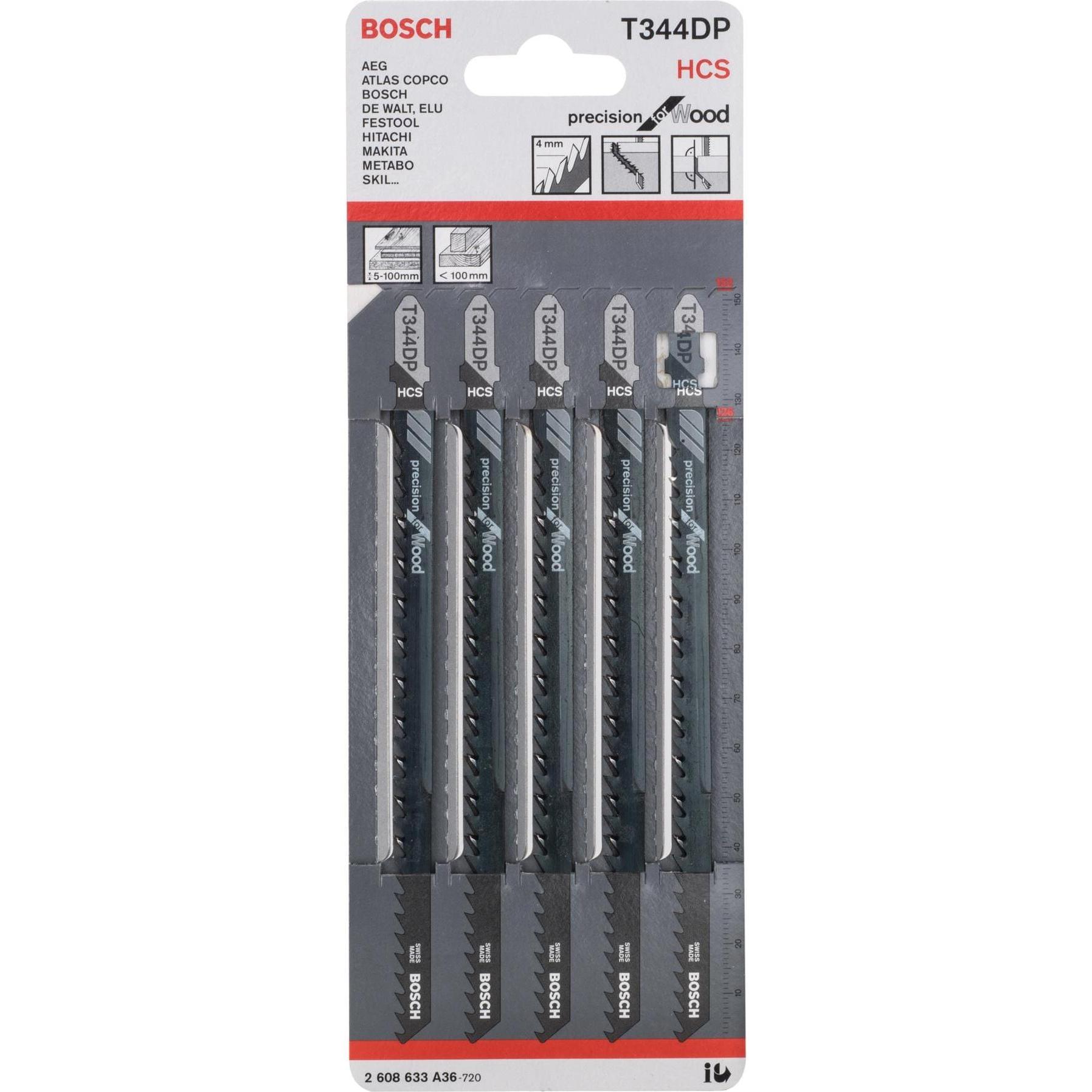 Bosch Professional Zubehör, Sägeblatt, PRO Wood precise T344DP Stichsägeblatt, 152 mm, 5-tlg.