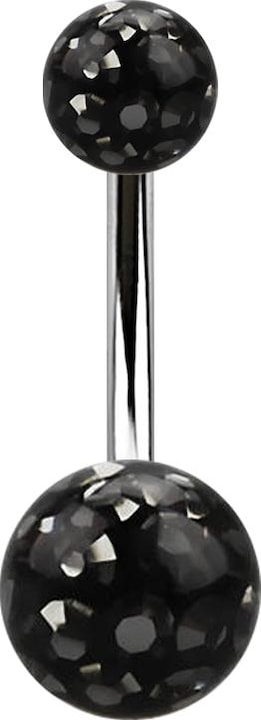Immagine prodotto Star Piercing Banana argento con due sfere di cristallo strato protettivo epossidico nero (senza ottone, Acciaio chirurgico 316L)