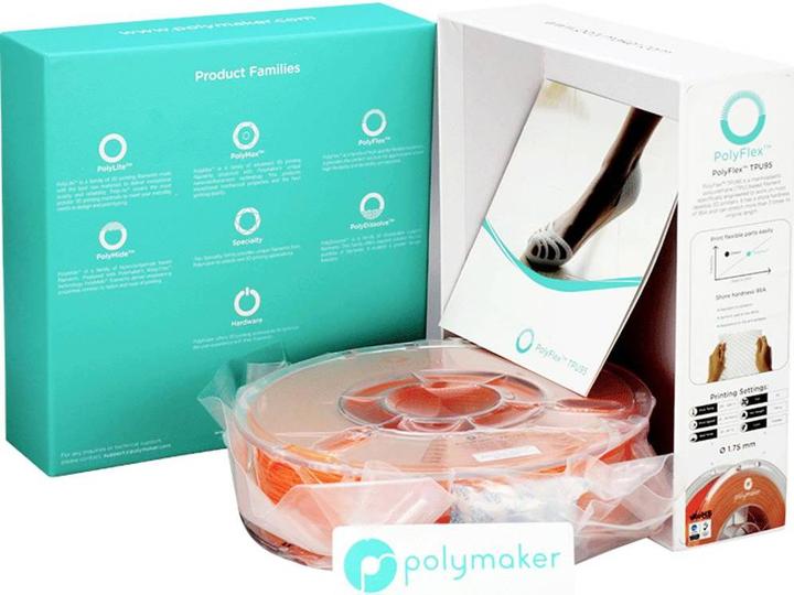 Actual product image Polymaker PD01006 PolyFlex TPU-95A Filament TPU flexible 1.75 mm 750 g Orange 1 (TPU, 1.75 mm, 750 g, Orange)