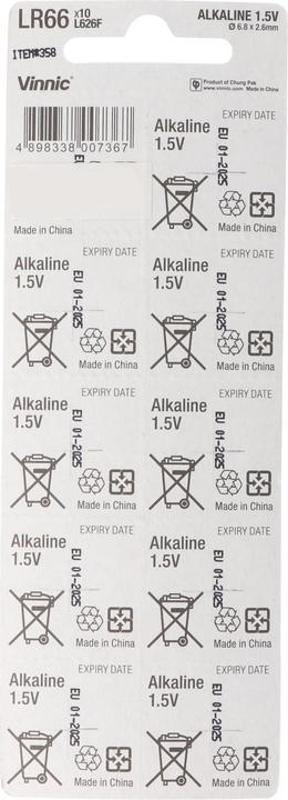 Productafbeelding Vinnic Set van 10 AG 4, LR66, L626F, V376, V377, LR626. (10 Pcs., Onbepaalde grootte, 18 mAh)