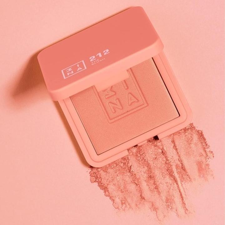 Produktbild 3INA Makeup The Blush 212 Coral Powder Blush Natural Silky Finish Luminous Pressed Mineral Powder Cheek B (Coral Powder Blush)