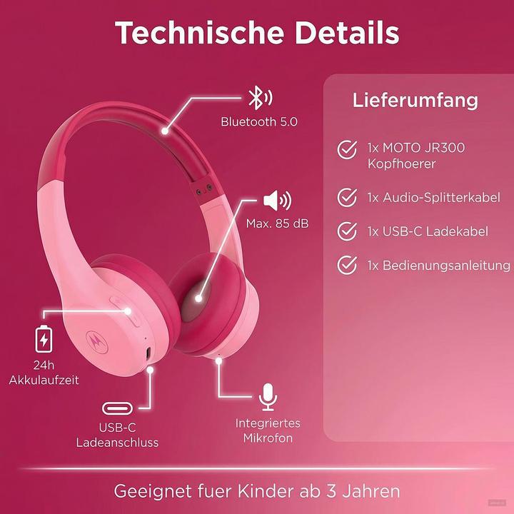 Actual product image Motorola Headphone MOTO JR300 PNK