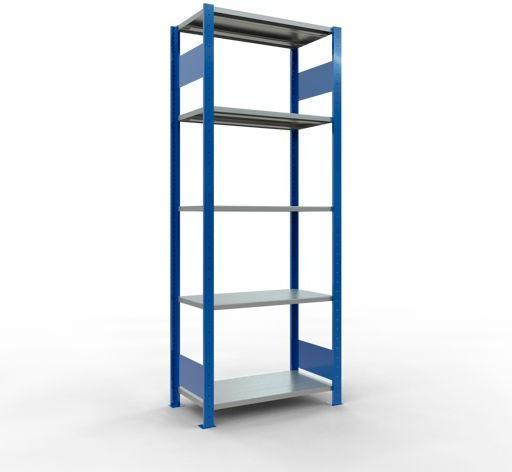 Sistema di scaffalature di base senza viti MULTIplus150 con ripiani di lunghezza