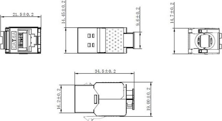 Actual product image Goobay Keystone RJ45 module CAT 6A, STP, slim-line (Keystone module)